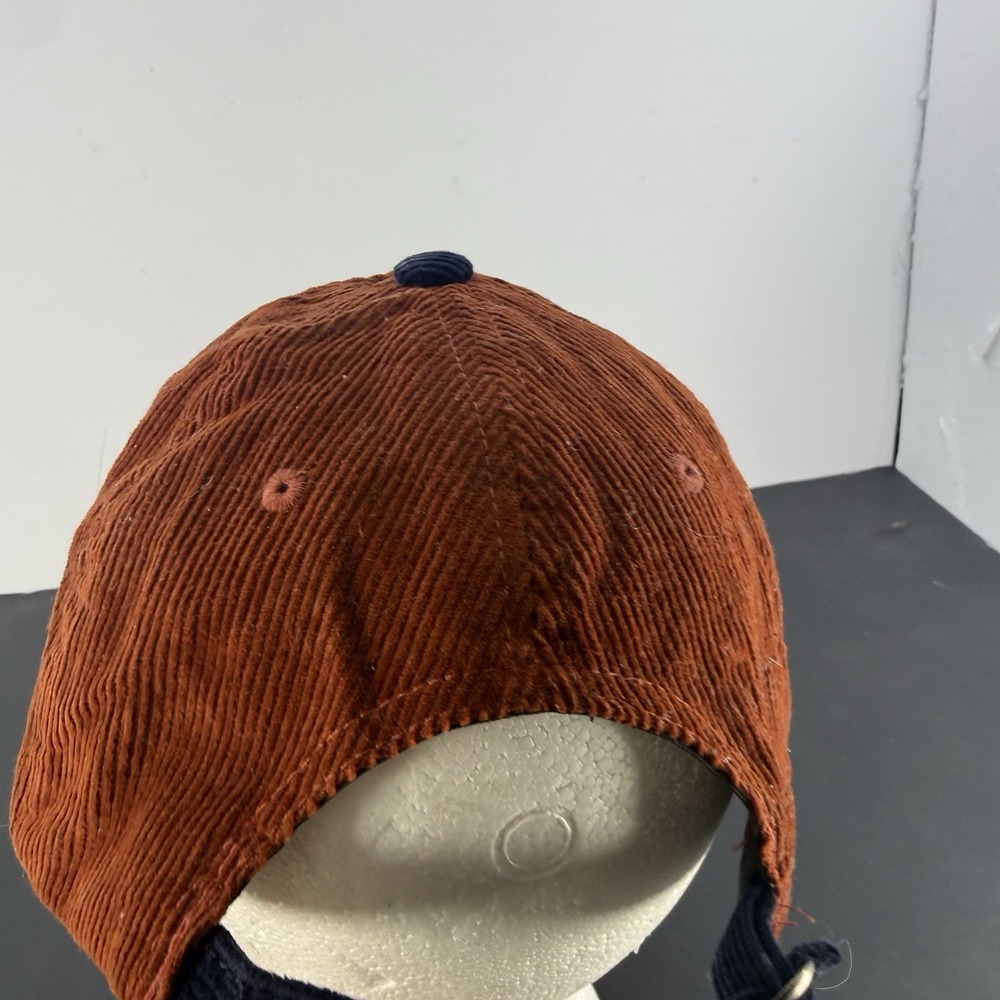ShortCircuitStyles Vintage Corduroy Bear Embroidered Hat Rust Navy Brown Cap - Picture 5 of 5